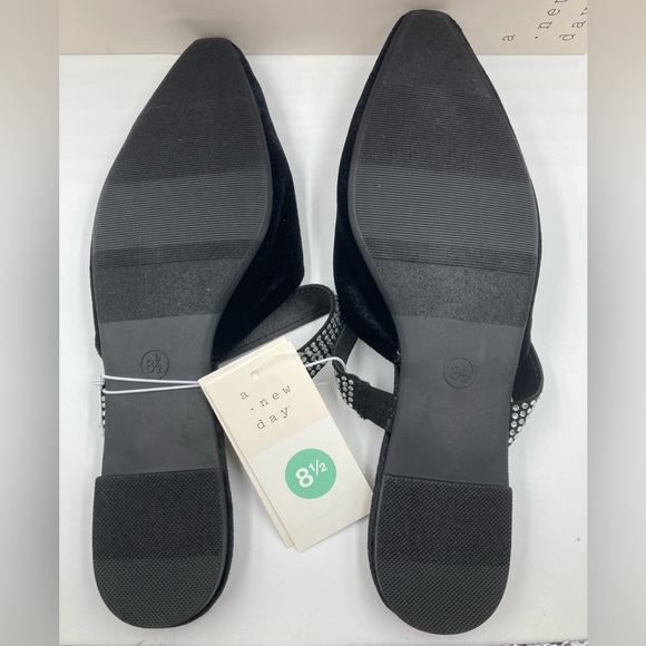 A New Day Maxine Flats Shoes Black Velvet Size 8.5 Rhinestones Memory Foam - Picture 5 of 7